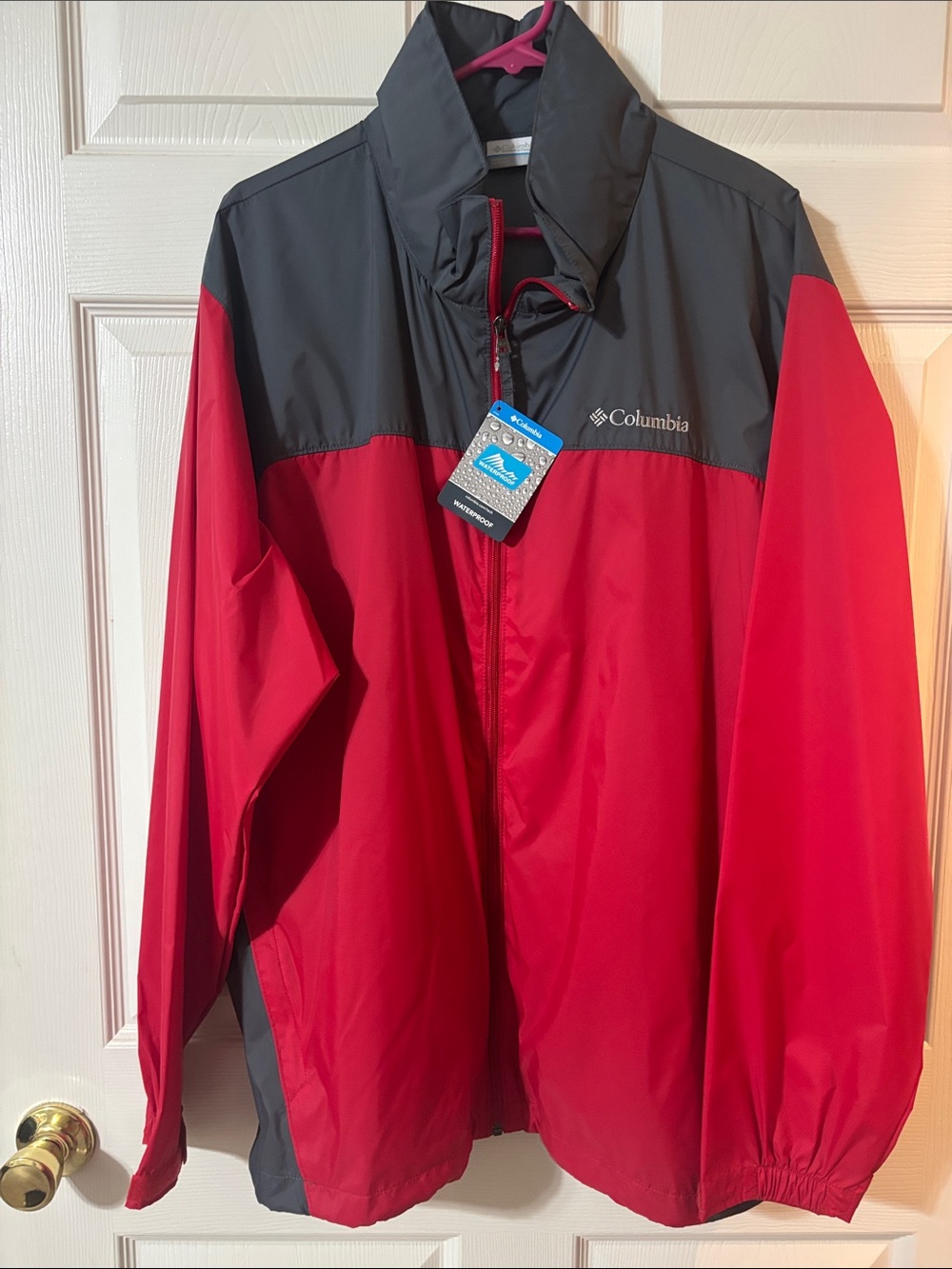 Columbia Red and Gray Men's Lightweight Rain Jacket